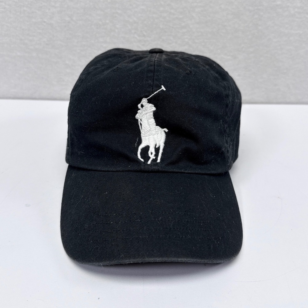 Polo Ralph Lauren Big Pony Cap Hat Mens One Size Fits All Black Leather Strap - Picture 2 of 7